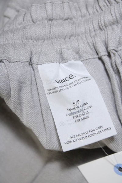 Vince Womens Linen Drawstring Waist Slim Leg Pants Light Gray Size Small