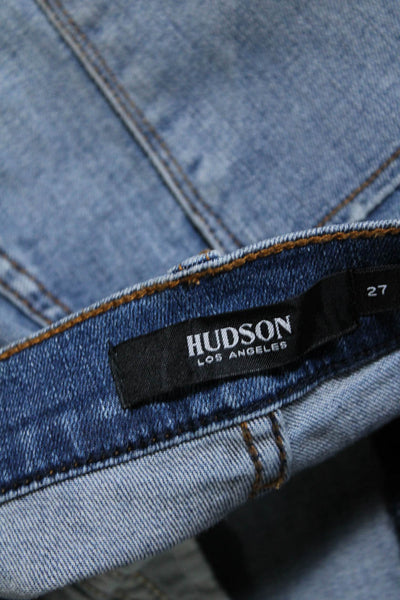 Hudson Womens Nico Cigarette Leg Striped Sides Jeans Blue Cotton Size 27