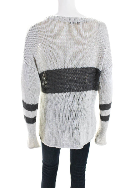 360 Sweater Womens Silk Blend Long Sleeves Pullover Sweater Gray Size Medium