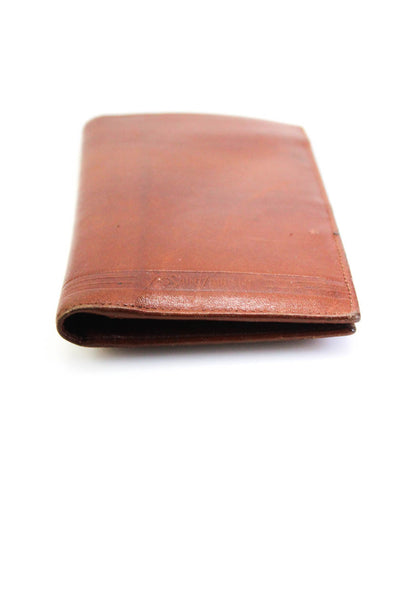 Yves Saint Laurent Womens Solid Caramel Brown Leather Bifold Slim Wallet