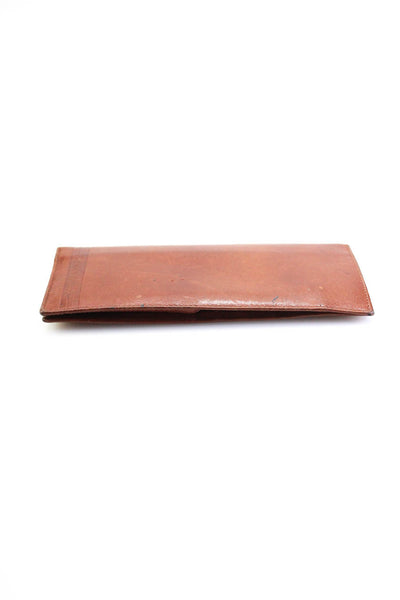 Yves Saint Laurent Womens Solid Caramel Brown Leather Bifold Slim Wallet