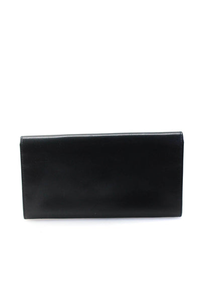 Ralph Lauren Womens Black Leather Flap Bifold Slim Wallet