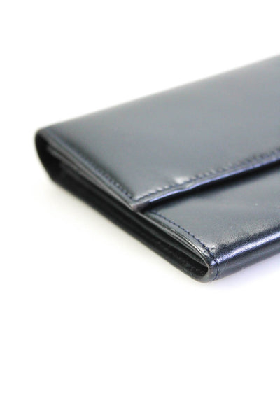 Ralph Lauren Womens Black Leather Flap Bifold Slim Wallet
