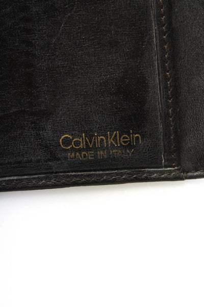 Calvin Klein Womens Brown Embossed Reptile Skin Bifold Wallet