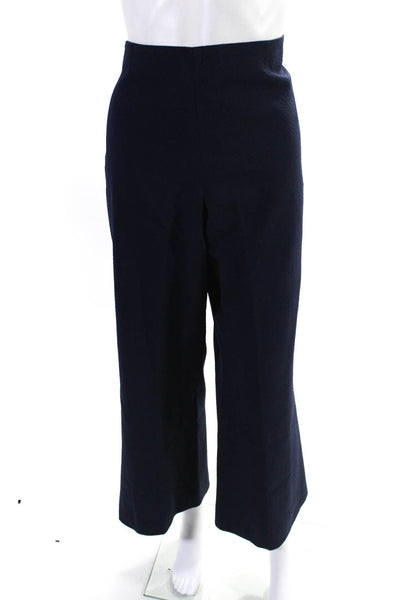 Marlowe Womens Wool Side Zip Wide Leg High Rise Dress Pants Navy Size 46/12