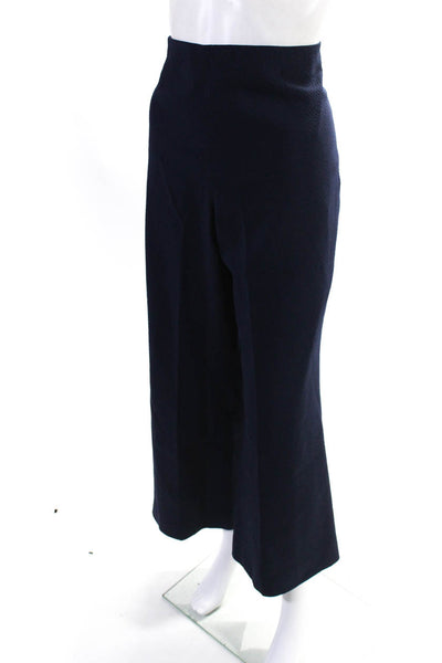 Marlowe Womens Wool Side Zip Wide Leg High Rise Dress Pants Navy Size 46/12