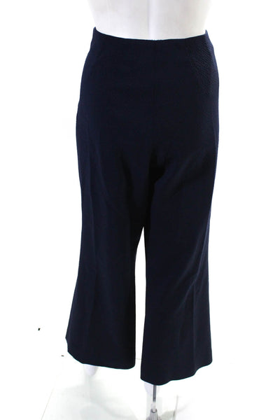 Marlowe Womens Wool Side Zip Wide Leg High Rise Dress Pants Navy Size 46/12