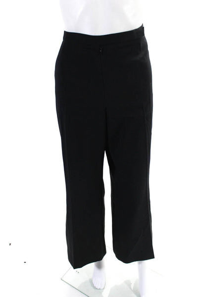 Marlowe Womens Wool Front Zip Wide Leg High Rise Dress Pants Black Sz 46/12