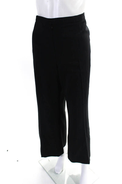 Marlowe Womens Wool Front Zip Wide Leg High Rise Dress Pants Black Sz 46/12