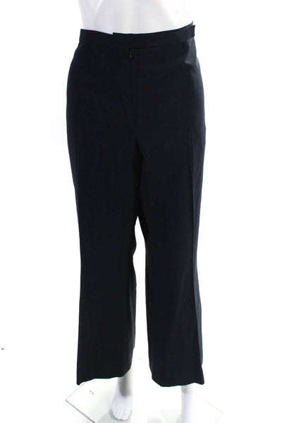 Marlowe Womens Wool Front Zip Wide Leg High Rise Dress Pants Blue Size 46/12