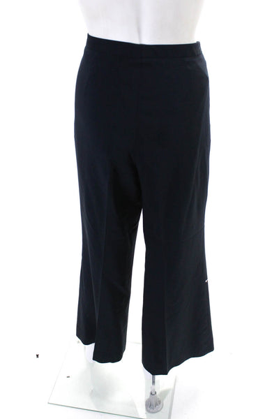 Marlowe Womens Wool Front Zip Wide Leg High Rise Dress Pants Blue Size 46/12