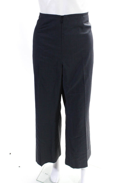 Marlowe Womens Wool Front Zip Wide Leg High Rise Dress Pants Gray Size 48