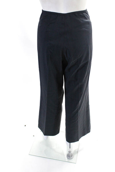 Marlowe Womens Wool Front Zip Wide Leg High Rise Dress Pants Gray Size 48