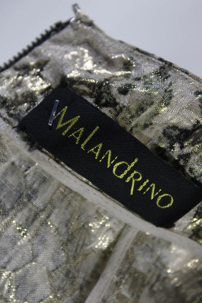 Malandrino Womens Gold Printed Zip Back Drape Detail Strapless Mini Dress Size S