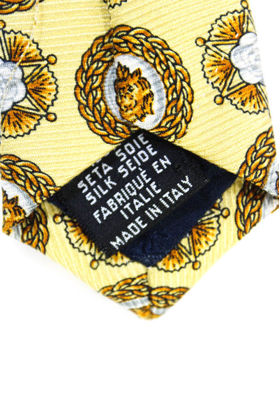Chanel Mens Light Yellow Printed Silk Tie