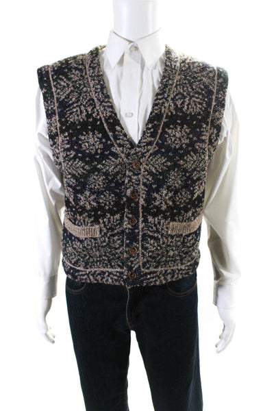 Missoni Uomo Mens Brown Wool Blend V-Neck Sleeveless Vest Sweater Top Size M
