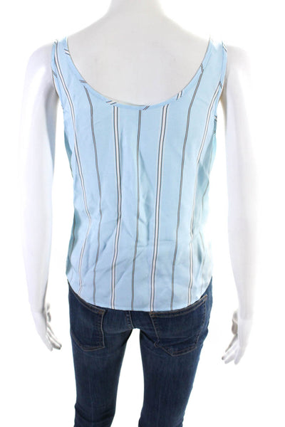 3.1 Phillip Lim Womens Striped Scoop Neck Button Up Tank Top Blouse Blue Size S