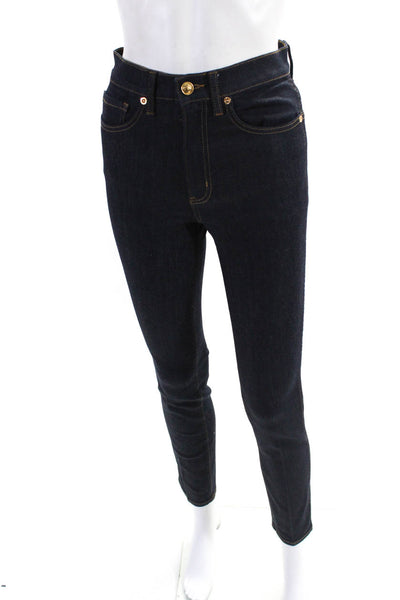 Tory Burch Womens Denim High Rise Zip Up Skinny Jeans Dark Wash Blue Size 25