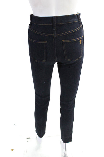Tory Burch Womens Denim High Rise Zip Up Skinny Jeans Dark Wash Blue Size 25