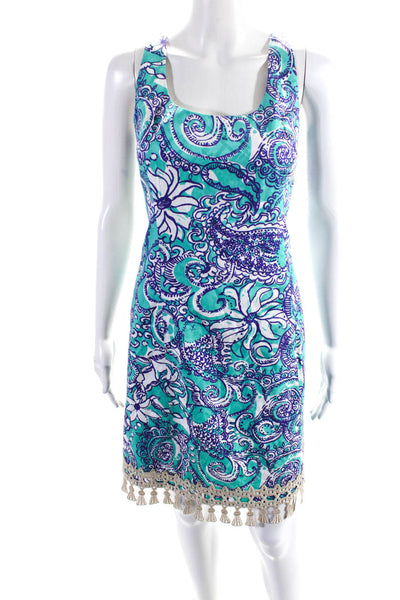 Lilly Pulitzer Women's Scoop Neck Paisley Fringe A-Line Mini Dress Size 10
