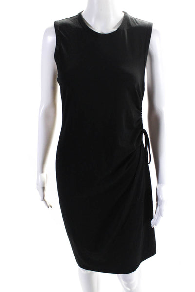 Theory Women's Round Neck Sleeveless Cinch Fitted Mini Dress Black Size M