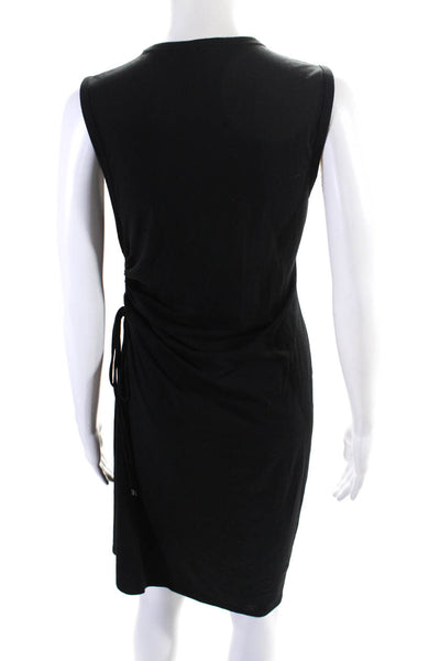Theory Women's Round Neck Sleeveless Cinch Fitted Mini Dress Black Size M