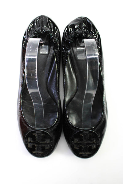 Tory Burch Women's Round Toe Embellish Ballet Flat Shoe Black Size 9.5