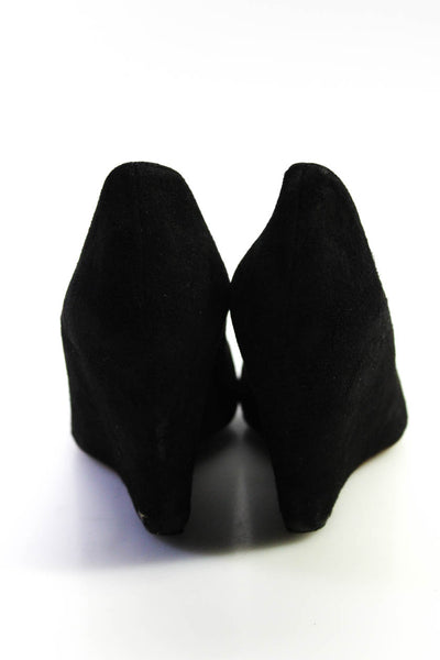 KORS Michael Kors Women's Round Toe Slip-On Suede Wedge Shoe Black Size 9.5