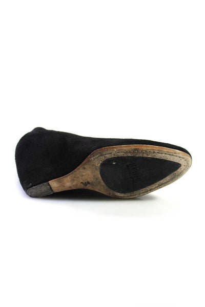 KORS Michael Kors Women's Round Toe Slip-On Suede Wedge Shoe Black Size 9.5