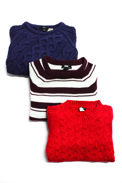 J Crew Womens Thick Knit Long Sleeve Sweaters Red Blue Green Size Small Lot of 3