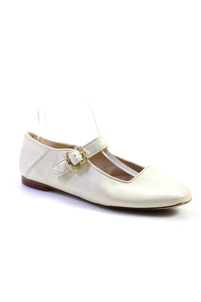 Sam Edelman Womens Leather Buckle Up Mary Janes Flats White Size 7.5