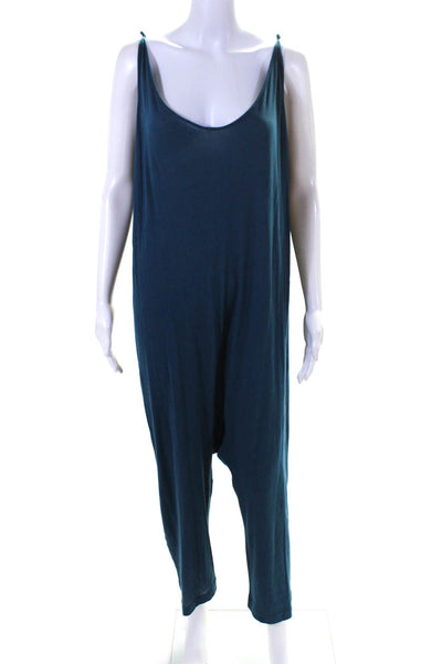 The Great Womens Jersey Knit Scoop Neck Sleeveless Pull On Jumpsuit Teal Size 0