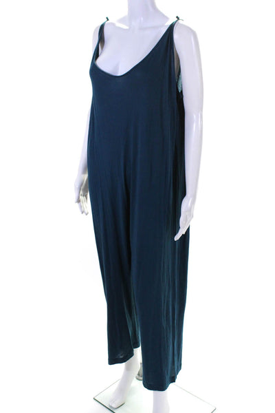 The Great Womens Jersey Knit Scoop Neck Sleeveless Pull On Jumpsuit Teal Size 0