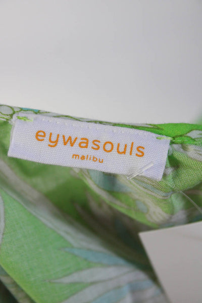Eywasouls Malibu Womens Abstract Printed Sleeveless A-Line Dress Green Size M