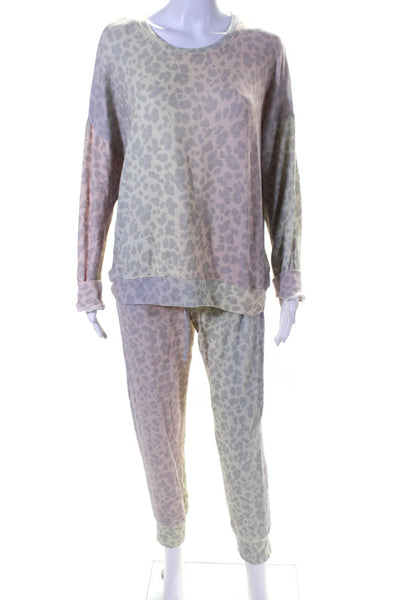 Sundry Womens Pastel Gradient Leopard Print Pajamas Set Multicolor Size 2