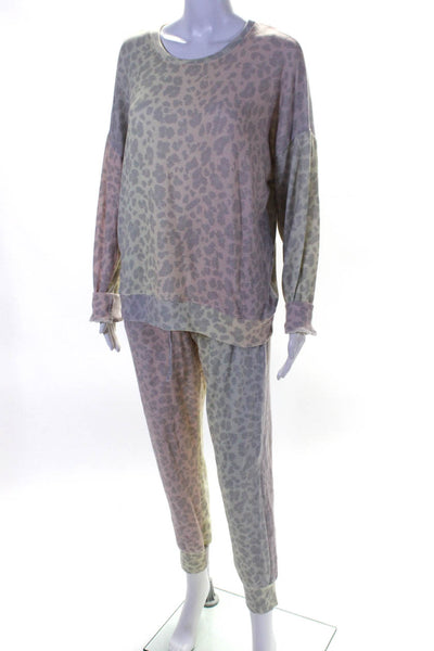 Sundry Womens Pastel Gradient Leopard Print Pajamas Set Multicolor Size 2