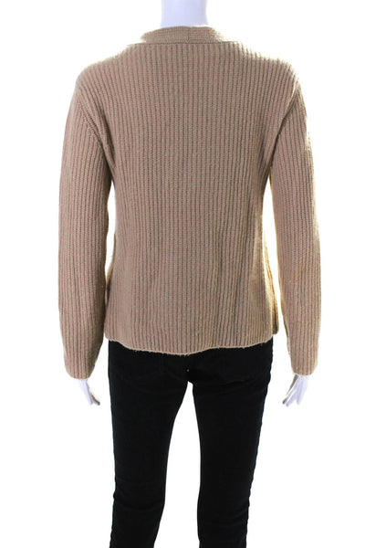 Vince Womens Thick Knit V Neck Pullover Sweater Beige Cashmere Size Extra Small