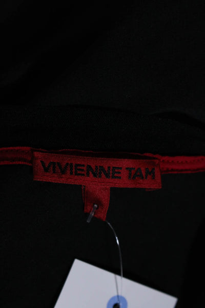 Vivienne Tam Womens Embellished Front Pocket T Shirt Black Size Small