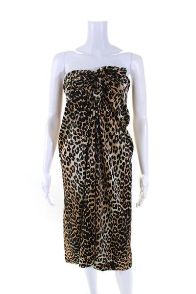 Ganni Women's Halter Neck Sleeveless Animal Print Midi Dress Size 34