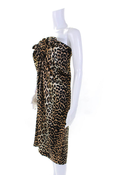 Ganni Women's Halter Neck Sleeveless Animal Print Midi Dress Size 34