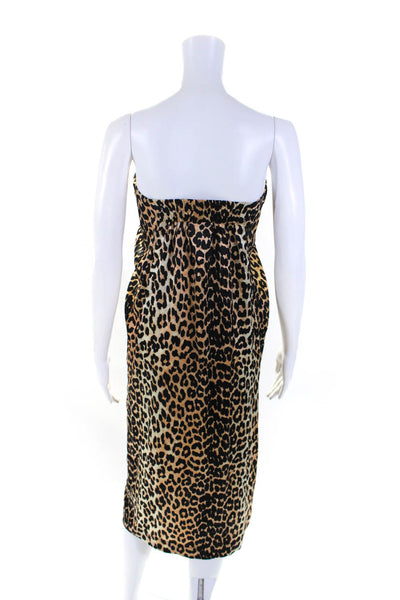 Ganni Women's Halter Neck Sleeveless Animal Print Midi Dress Size 34