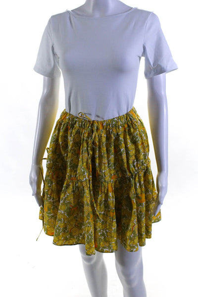 J Crew Women's Elastic Drawstring Waist Tiered Lined Floral Mini Skirt Size M
