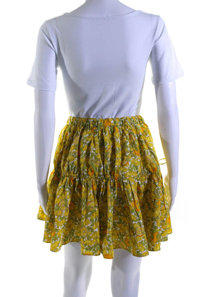 J Crew Women's Elastic Drawstring Waist Tiered Lined Floral Mini Skirt Size M