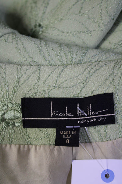 Nicole Miller Women's Long Sleeves Lined Cropped One Button Jacket Green Size S