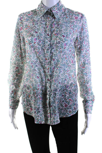 Finley Womens Button Front Long Sleeve Collared Floral Shirt White Multi Size XS