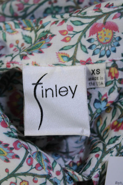 Finley Womens Button Front Long Sleeve Collared Floral Shirt White Multi Size XS