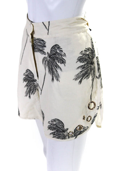 Sensi Studio Womensa Linen Palm Tree Print Shorts Set White Size Large/Extra Lar