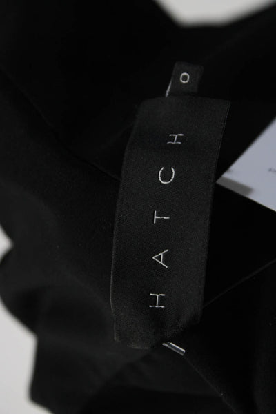 Hatch Womens V-Neck Short Sleeve Button Up Tapered Jumpsuit Black Size 0