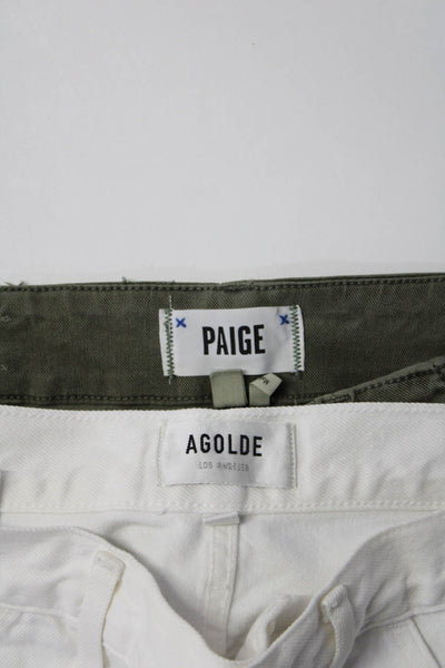 Paige Agolde Womens Wide Leg Pants Straight Leg Jeans Green White 23 24 Lot 2