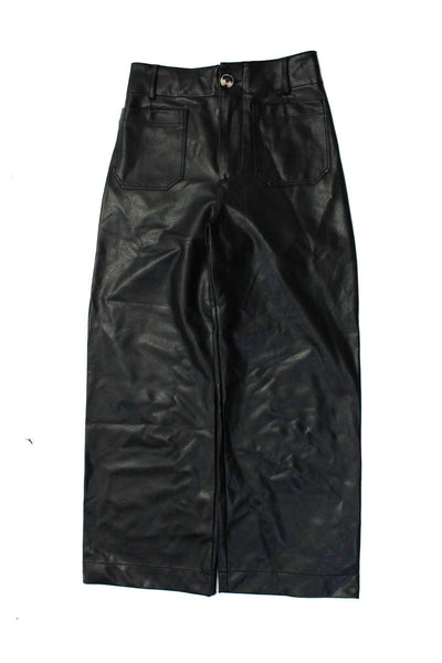 Club Monaco Maeve Womens Crepe Faux Leather Pants Black Size 00 25 Lot 2